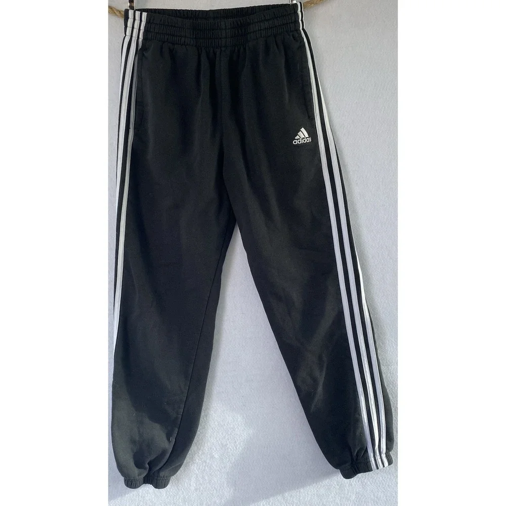 Adidas‎ Black Athletic Joggers White Striped Boys Large 14/16